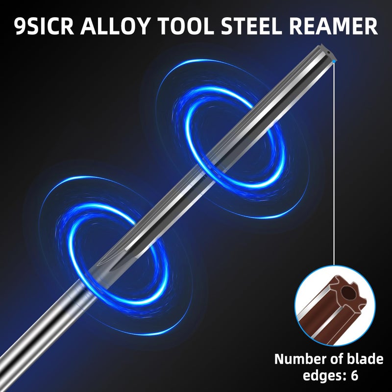 Aopin 1Pcs Alloy Tool Steel Manual Reamer 8mm (H7) Straight Groove Metal Reamer, Suitable for Expanding Holes, Removing Burrs, and Improving Hole Accuracy - Image 3